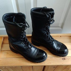 Vibram Black Leather Combat Boots